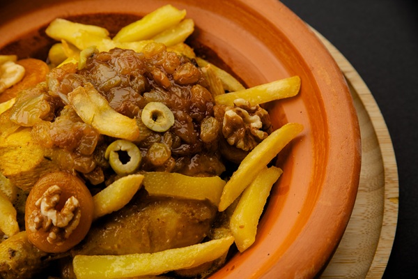 a bowl of food on a table